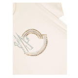 Moncler T-Shirt Girocollo Tinta Unita con Logo per Bambina 8C00026 AVORIO MONCLER 