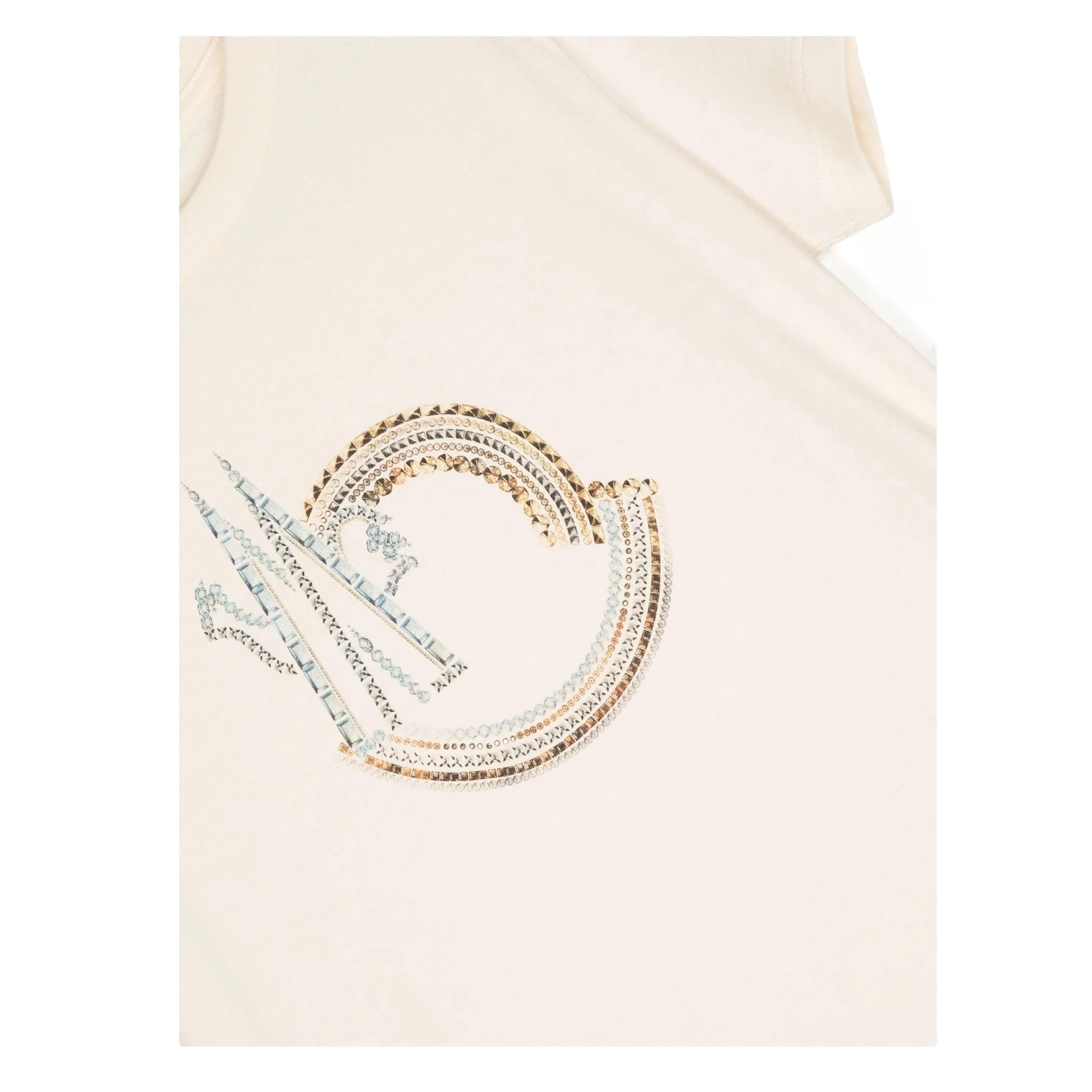 Moncler T-Shirt Girocollo Tinta Unita con Logo per Bambina 8C00026 AVORIO MONCLER 