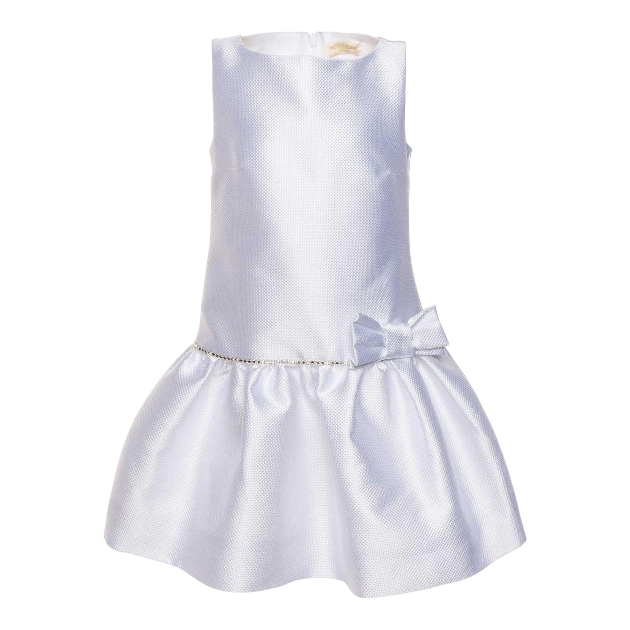 Monnalisa Abito Cerimonia Tinta Unita con Brillantini per Bambina 71192 BIANCO MONNALISA 