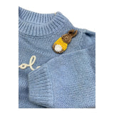 SAINT BARTH maglia mezzo collo tinta unita con ricami Azzurro per Neonata BLOM004X AZZURRO SAINT BARTH 