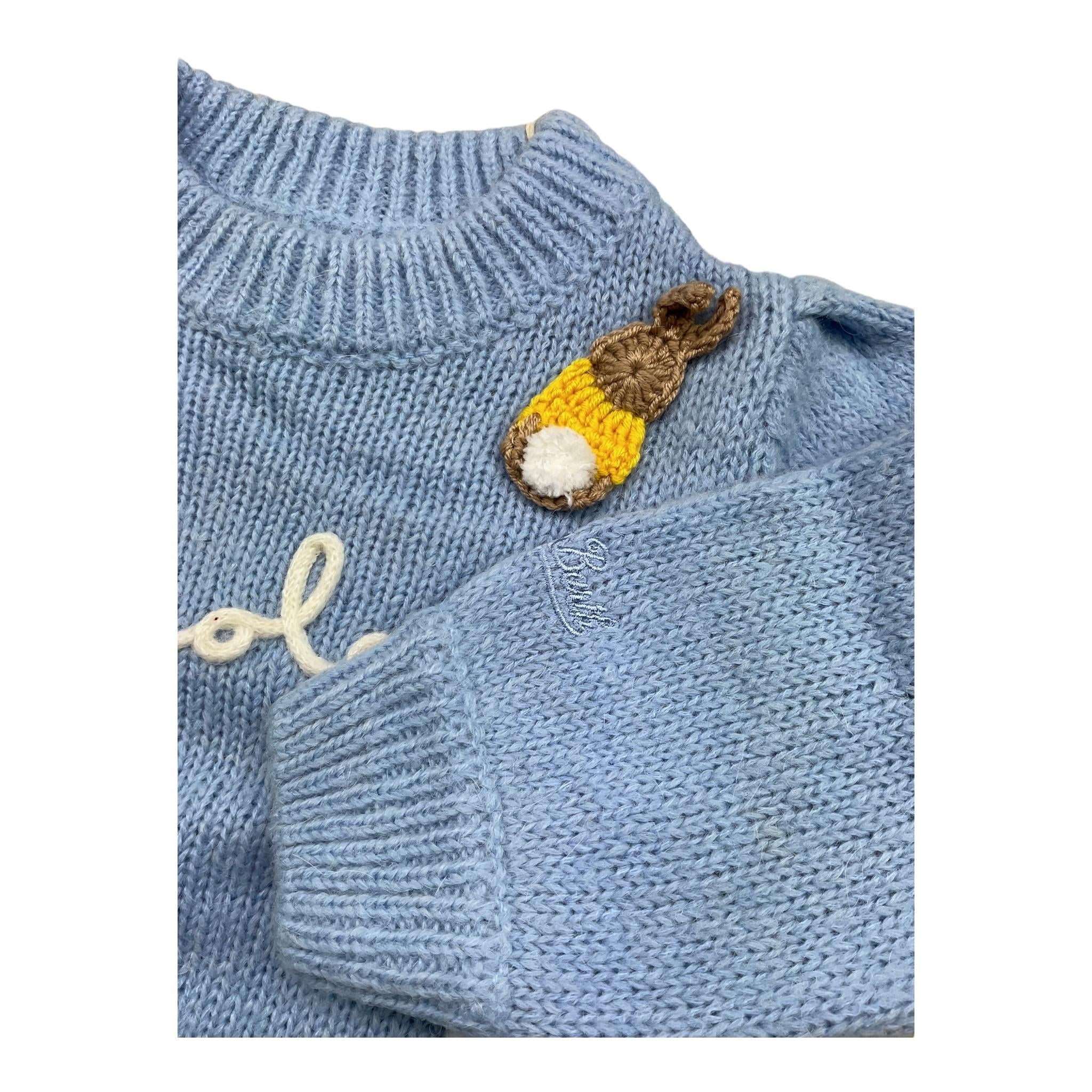 SAINT BARTH maglia mezzo collo tinta unita con ricami Azzurro per Neonata BLOM004X AZZURRO SAINT BARTH 