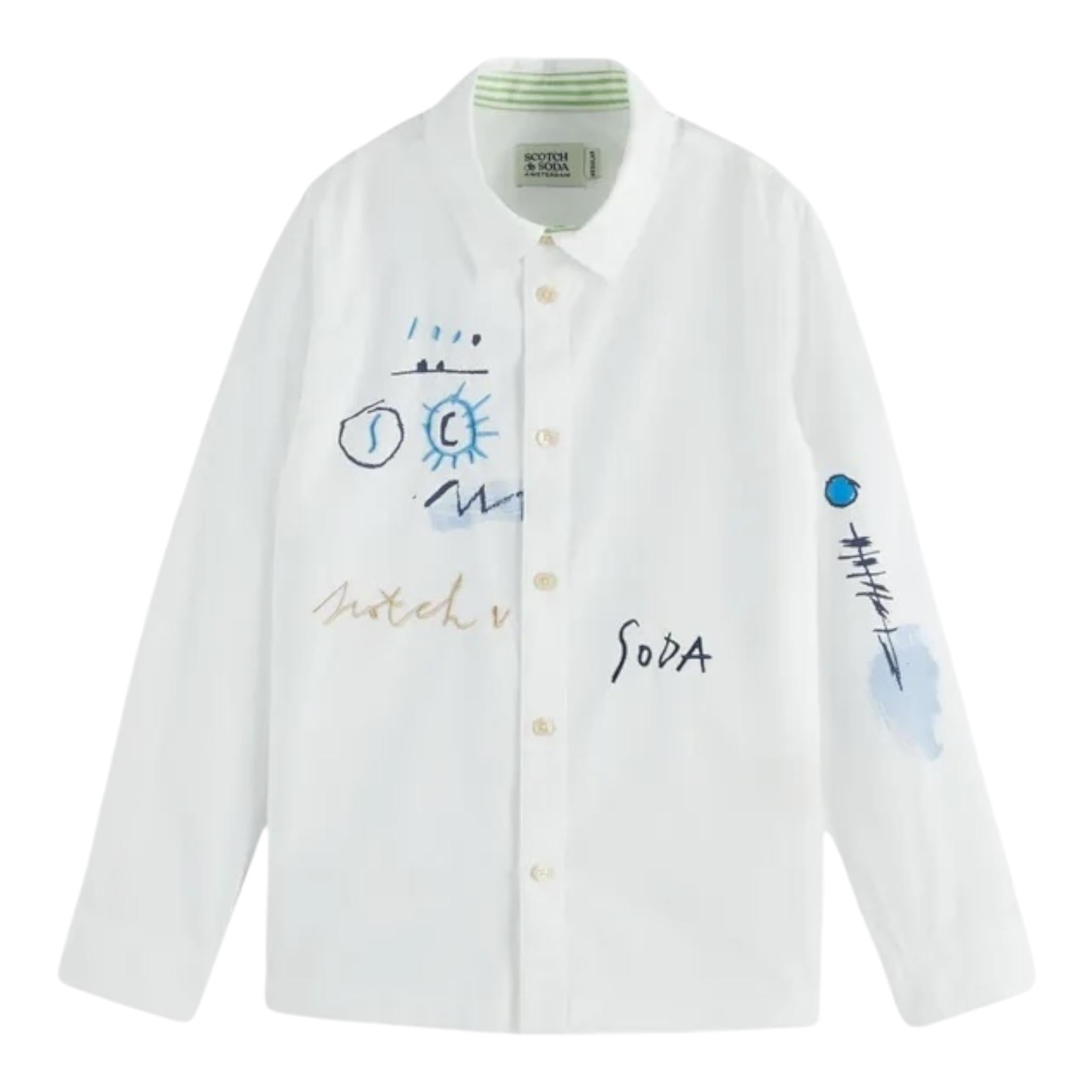Scotch & Shrunk Camicia Tinta Unita con Stampa per Bambino 179461 BIANCO SCOTCH & SHRUNK 
