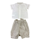 Colibri Completo 2 Pezzi Salopette-Camicia Fantasia A Righe Bicolore per Neonato 2CCTCP2B BIANCO/BEIGE COLIBRI 