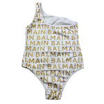 BALMAIN costume monospalla tinta unita cn loghi Bianco per Bambina BSCA49Z BIANCO BALMAIN 