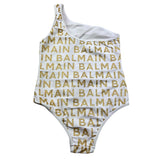 BALMAIN costume monospalla tinta unita cn loghi Bianco per Bambina BSCA49Z BIANCO BALMAIN 