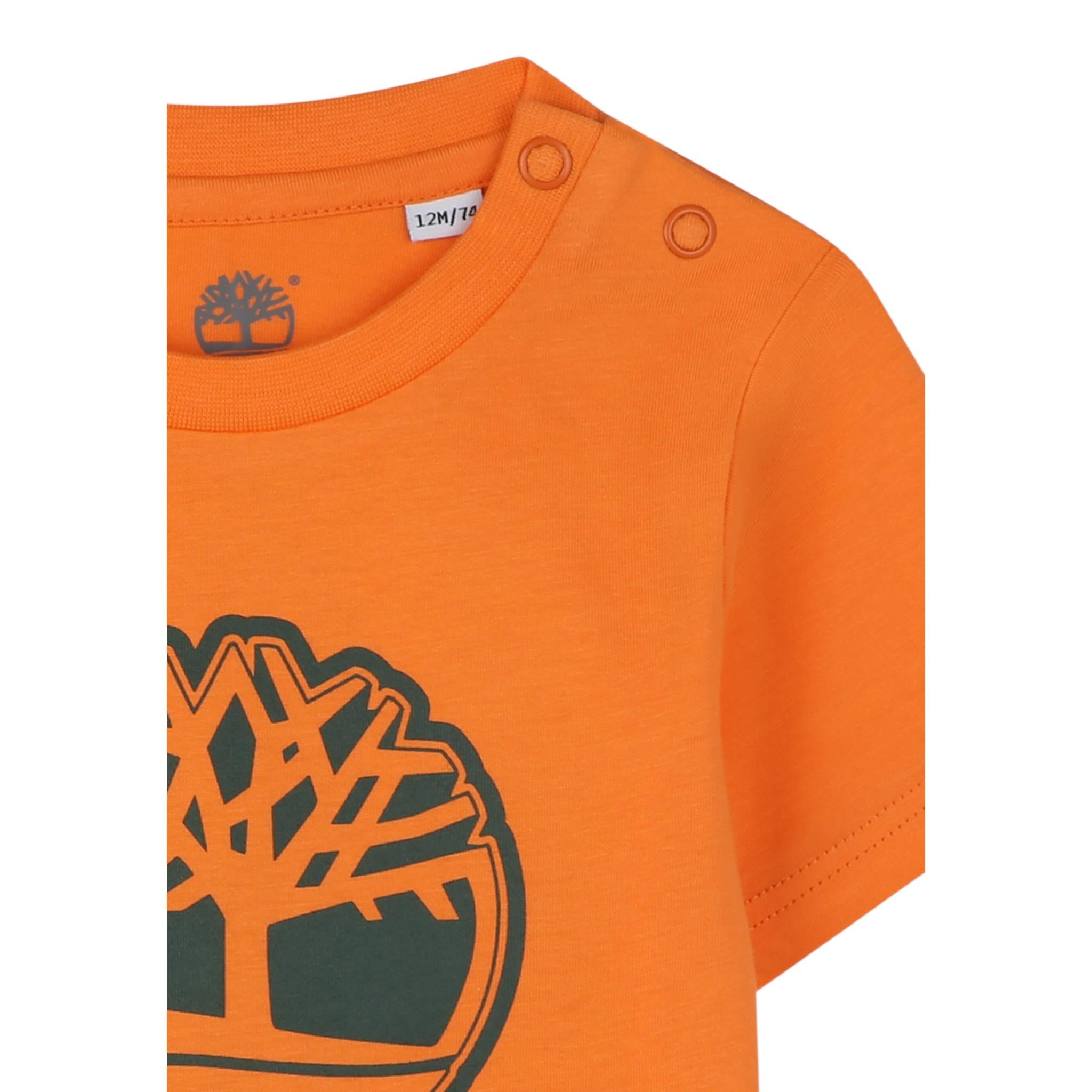 Timberland T-Shirt Girocollo Tinta Unita con Stampa per Bambino T60506X ARANCIONE TIMBERLAND 