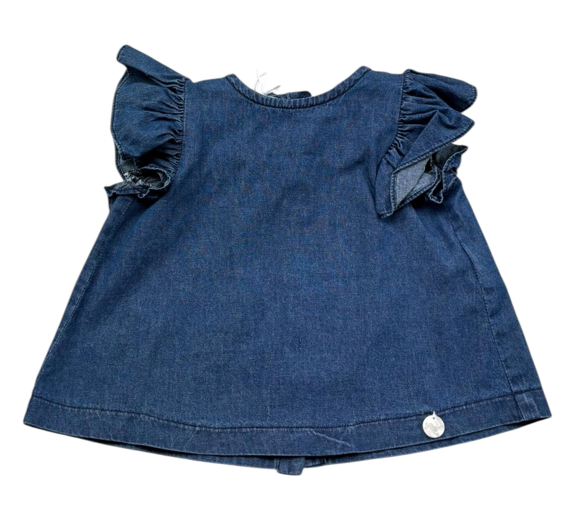 Le Bebe Camicia Giromanica Tinta Unita per Neonata LBG6424 BLU LE BEBE 