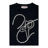 Cesare Paciotti Rundhals-T-Shirt, einfarbig, mit schwarzem Aufdruck für Kinder