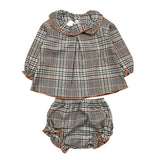 CALAMARO completo 2pz camicia-coulotte tinta unita con fantasia a quadri Bianco per Neonata 22065X BIANCO CALAMARO 