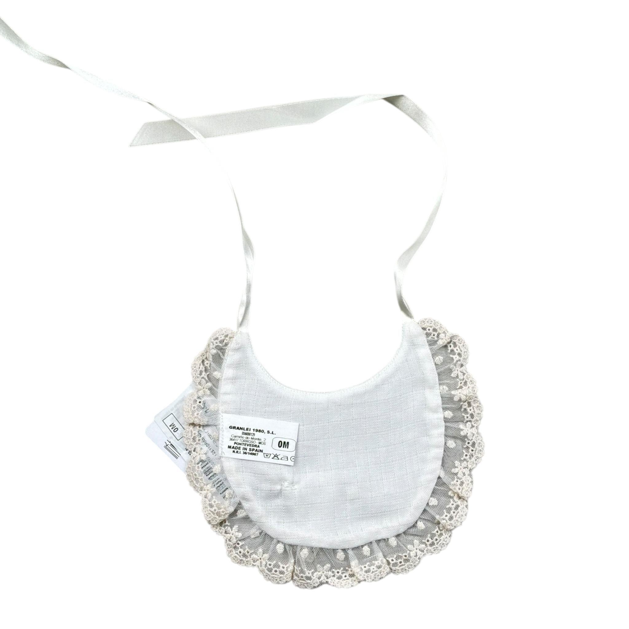 Granlei Bavetta Tinta Unita con Ricami per Neonata 125110 PANNA GRANLEI 