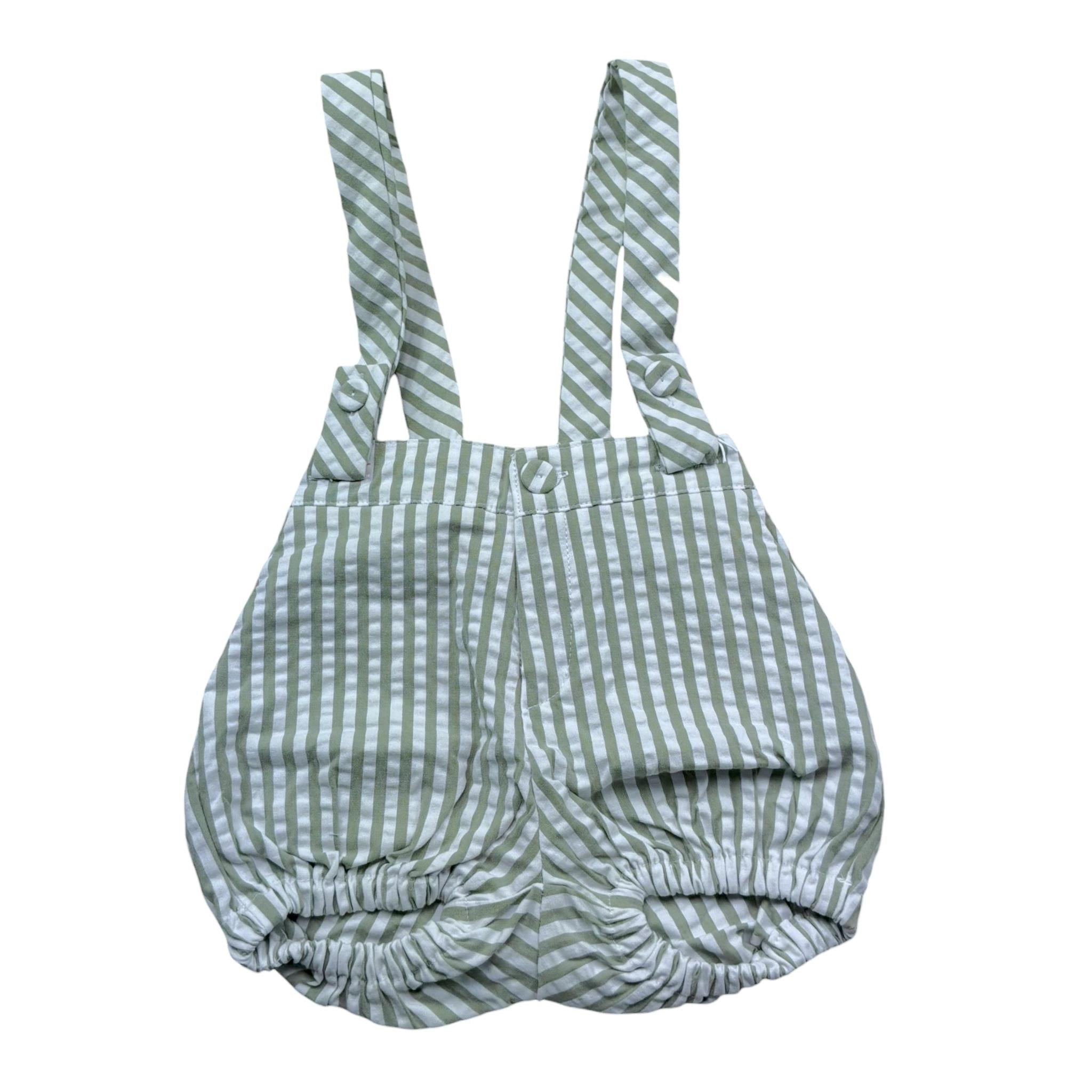 Manuel & Frank Salopette Bicolore con Fantasia A Righe per Neonato MF2195I BIANCO/VERDE MANUEL & FRANK 