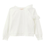 Please Felpa Tinta Unita con Tulle per Bambina LB03172G73 BIANCO PLEASE 