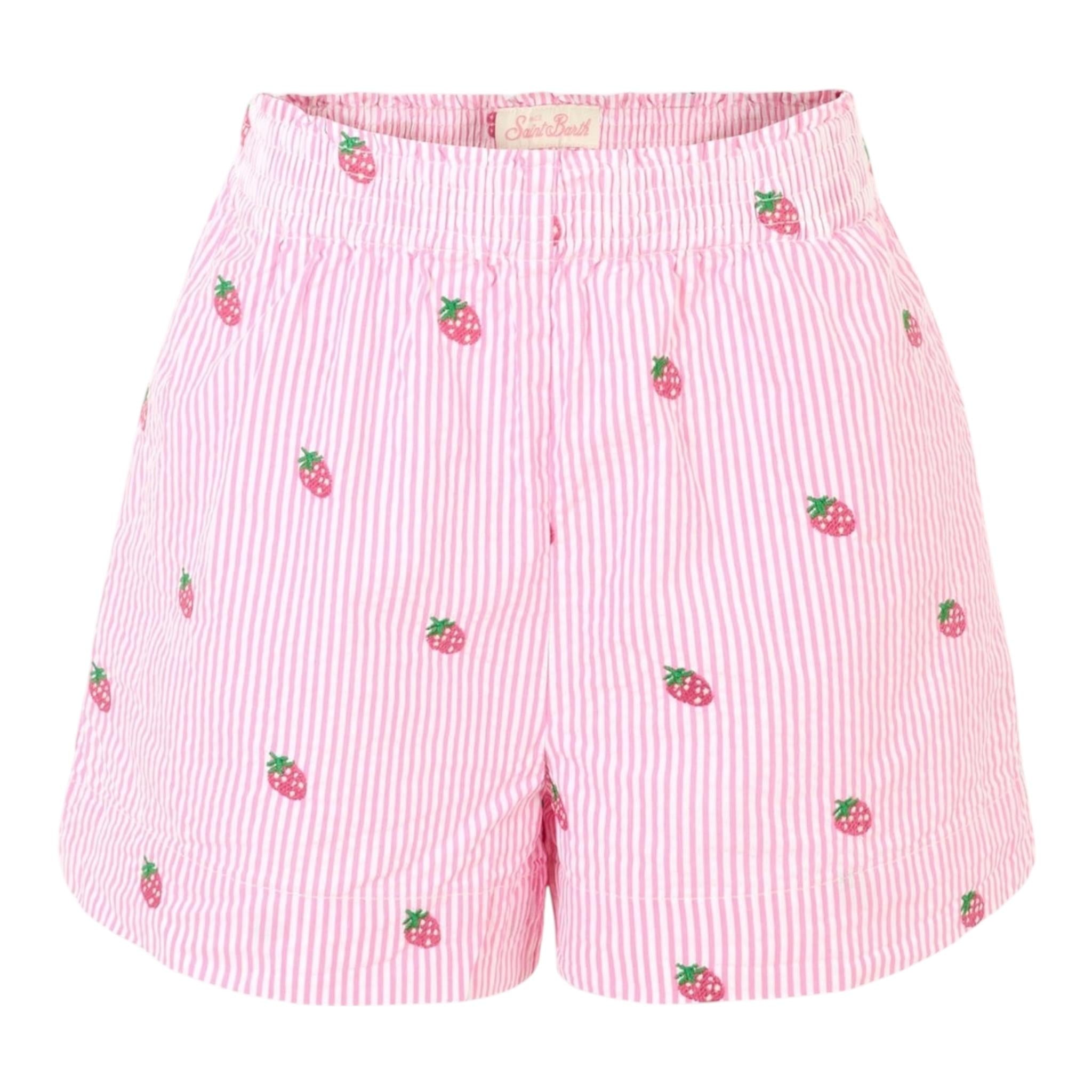 Saint Barth Short Bicolore con Fantasia A Righe per Bambina MEA001X BIANCO/ROSA SAINT BARTH 