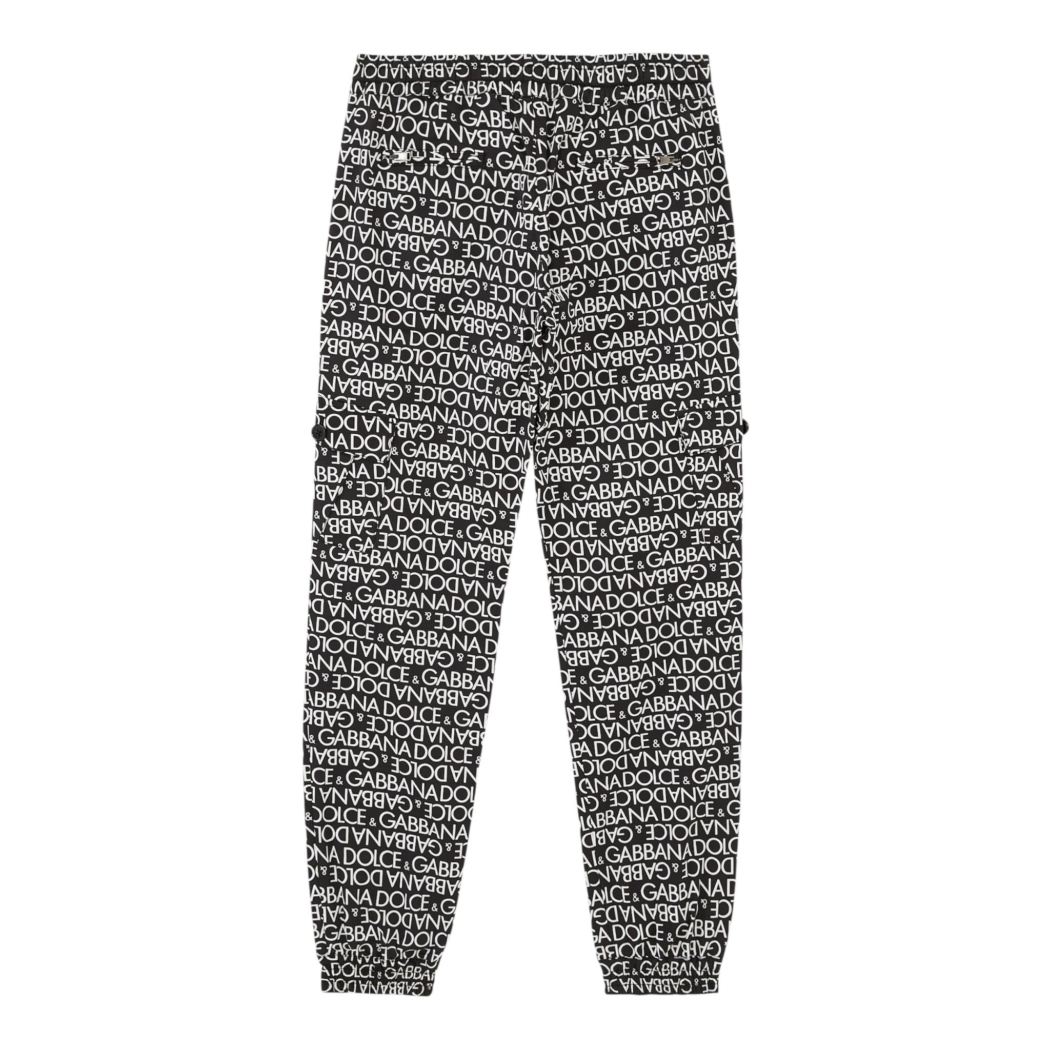 DOLCE & GABBANA pantalone tinta unita con stampe logo Nero per Bambino L44P13 NERO DOLCE & GABBANA 