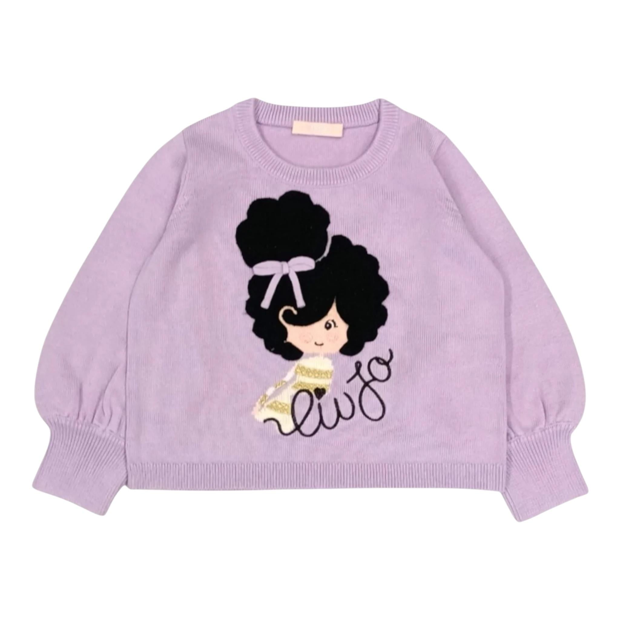 LIU JO maglia girocollo tinta unita con stampa in contrasto Lilla per Neonata KF4037N LILLA LIU JO 