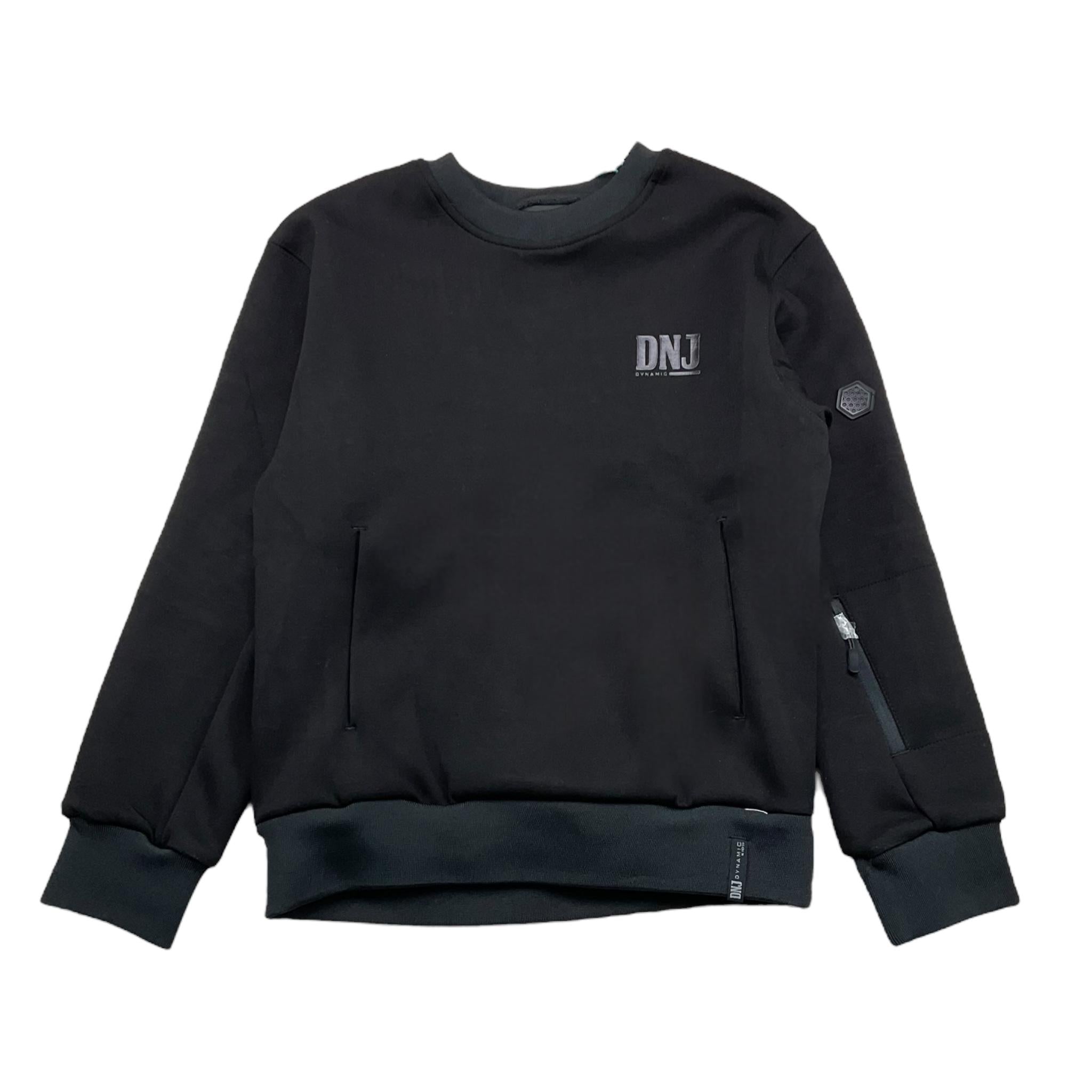 DNJ felpa girocollo tinta unita con logo Nero per Bambino MFD5301J NERO DNJ 