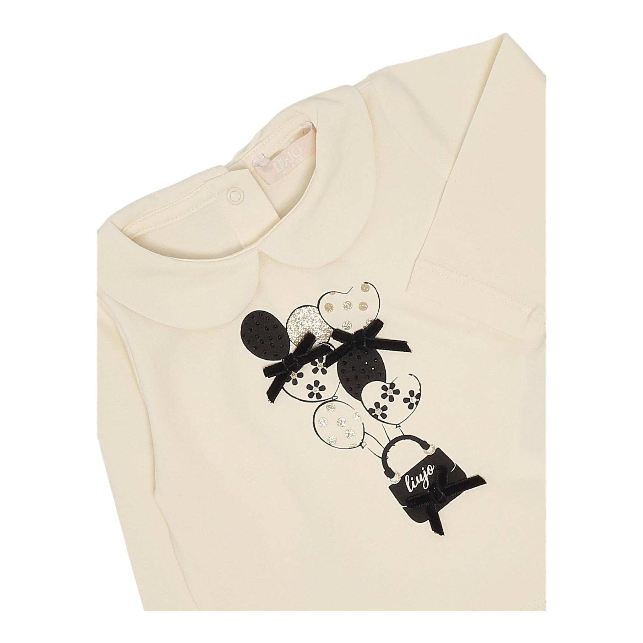 LIU JO shirt girocollo tinta unita con stampa in contrasto Panna per Neonata HF4078X PANNA LIU JO 