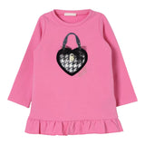LIU JO abito in felpa girocollo tinta unita con stampa Rosa per Bambina KF4107XXXX ROSA LIU JO 