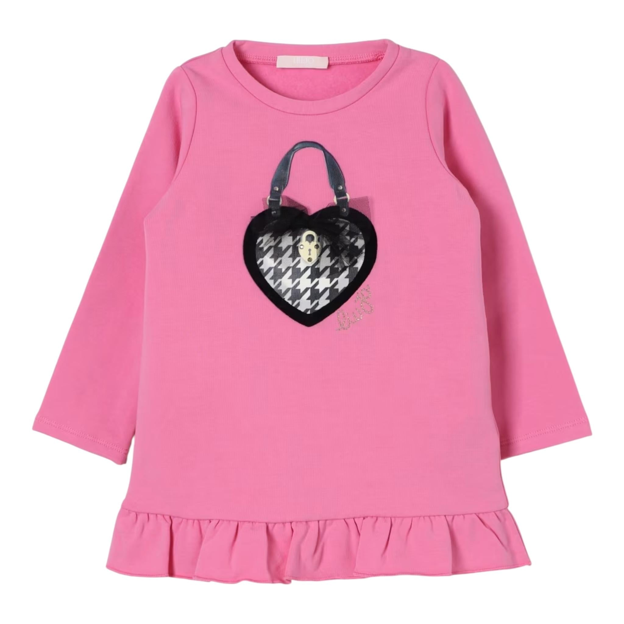 LIU JO abito in felpa girocollo tinta unita con stampa Rosa per Bambina KF4107XXXX ROSA LIU JO 