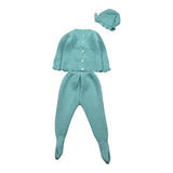 Juliana Completo tinta unita 3 Pezzi Maglia-Ghettina-Cappello Verde per Neonata J7053 VERDE JULIANA 