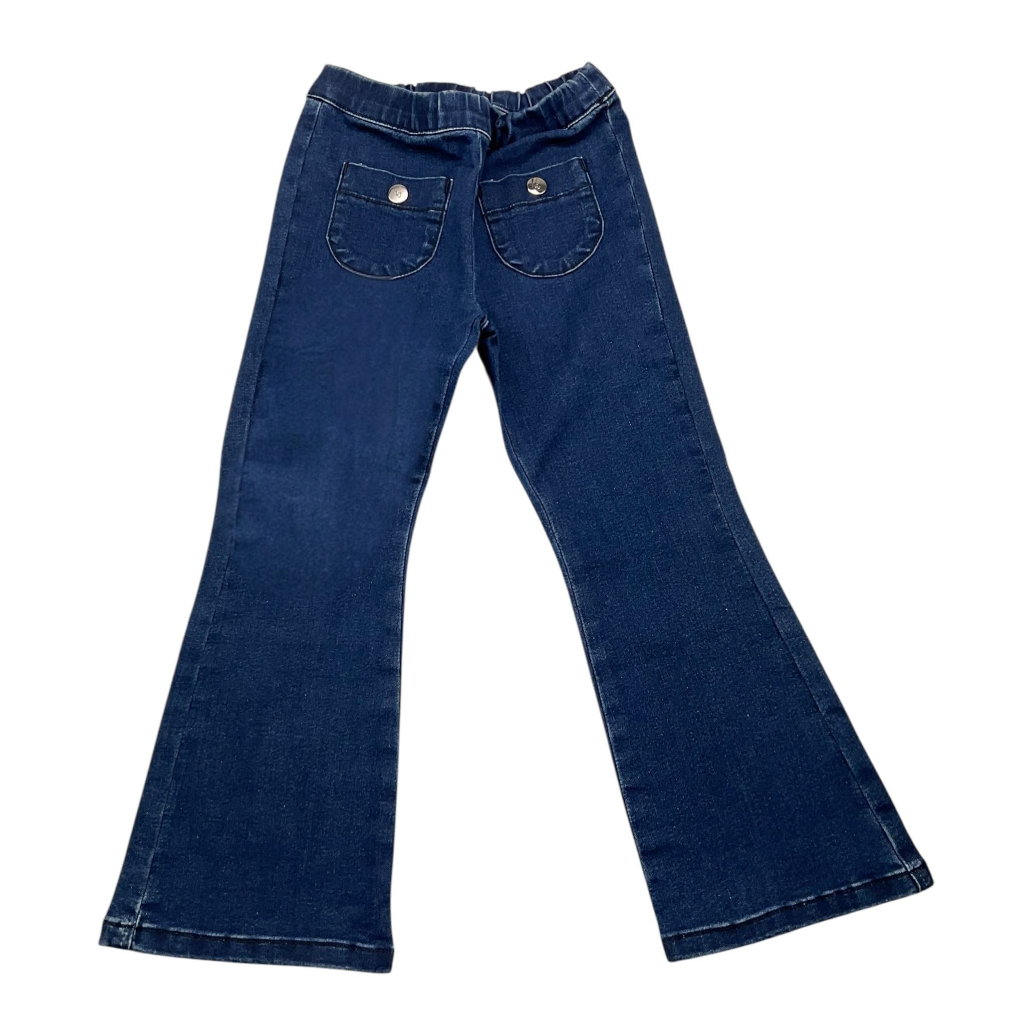 LIU JO jeans tinta unita modello zampa con elastico in vita Blu per Bambina KF3032 BLU LIU JO 