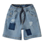 Sarabanda Bermuda In Denim Tinta Unita con Elastico In Vita per Bambino 0B153J AZZURRO SARABANDA 