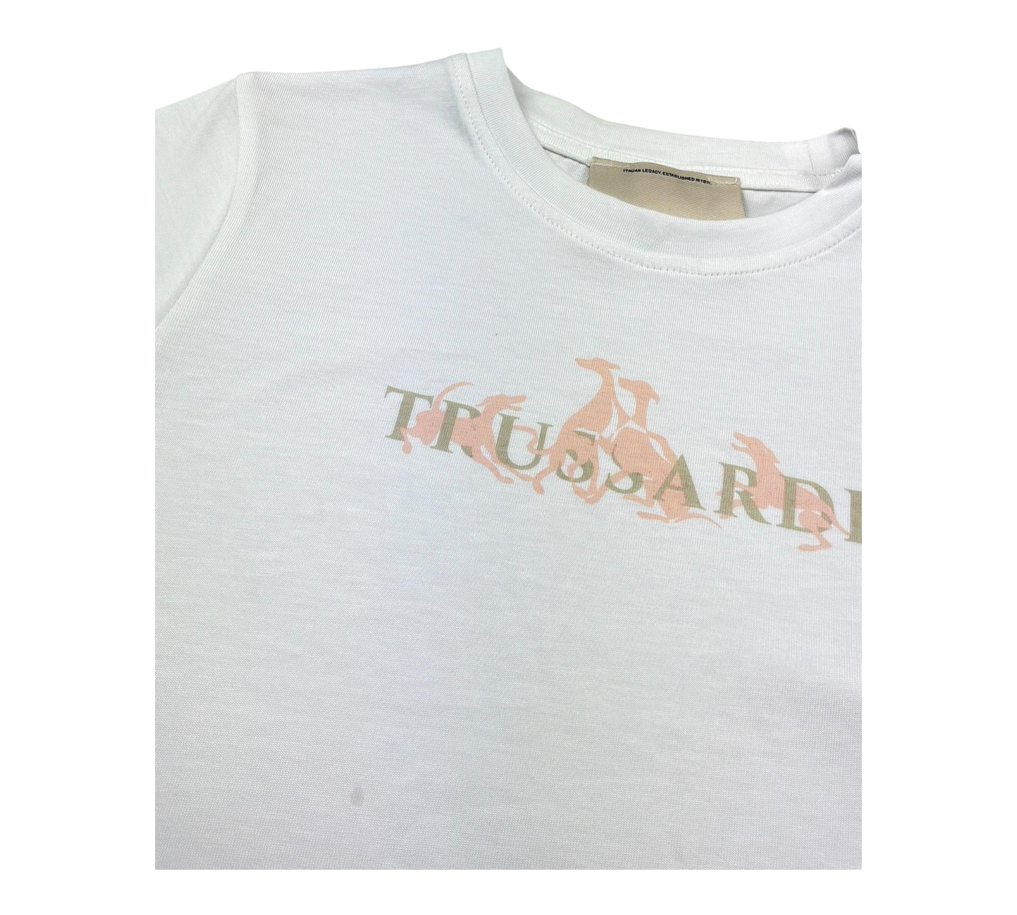 Trussardi T-Shirt Girocollo Tinta Unita con Logo per Bambina TGP26061TS BIANCO TRUSSARDI 