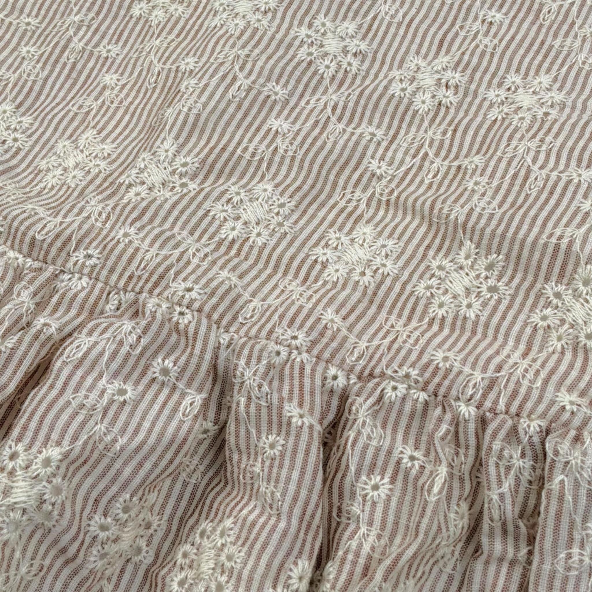 Lalalu' Abito Tinta Unita con Fantasia A Righe per Bambina VTL70PB BIANCO LALALU' 