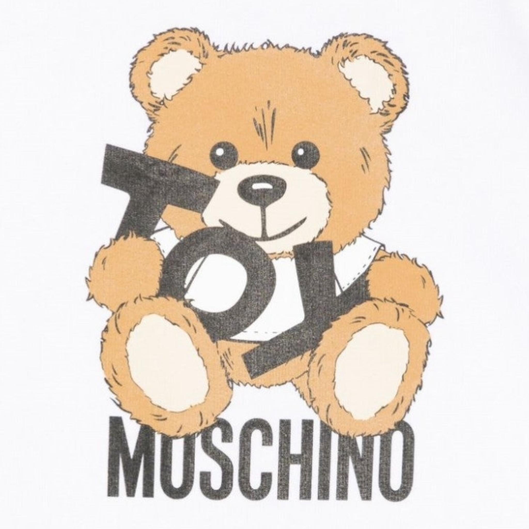 Moschino Abito Girocollo Tinta Unita con Stampa per Neonata MDV0C9 BIANCO MOSCHINO 