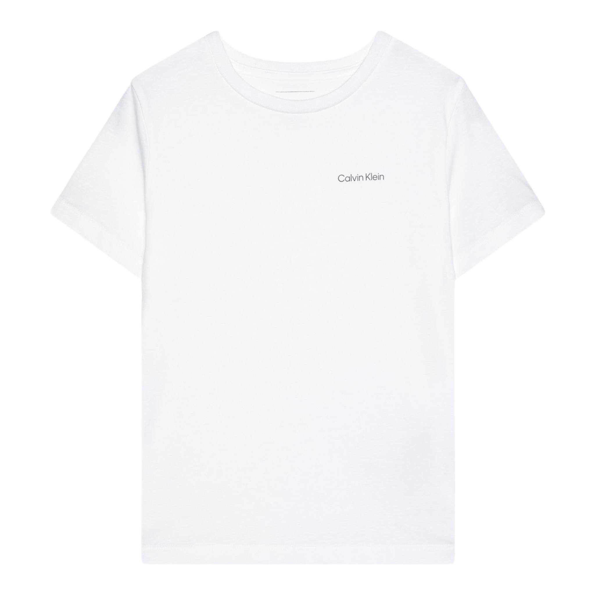 Calvin Klein T-Shirt Girocollo Tinta Unita con Logo per Bambino IU0IU0683 BIANCO CALVIN KLEIN 
