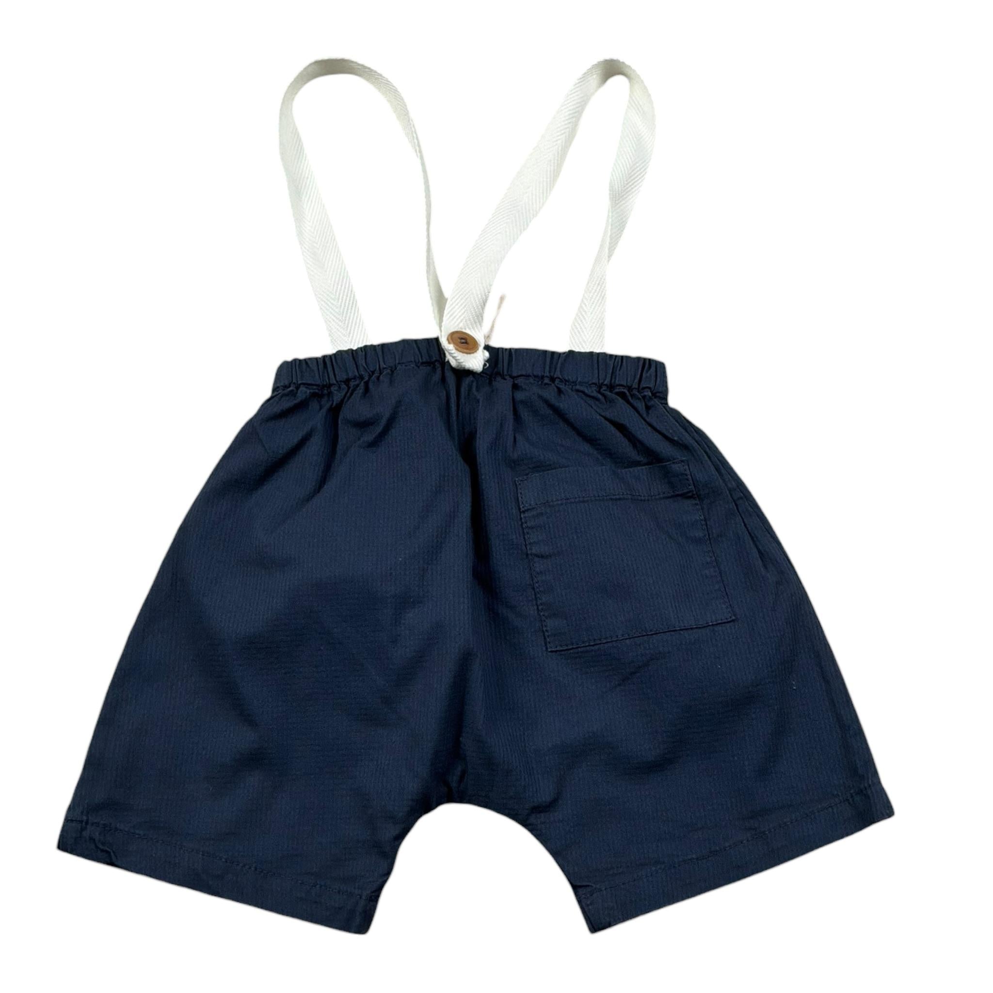 Zhoe & Tobiah Bermuda Tinta Unita con Bretelle per Neonato CKL3B BLU ZHOE & TOBIAH 
