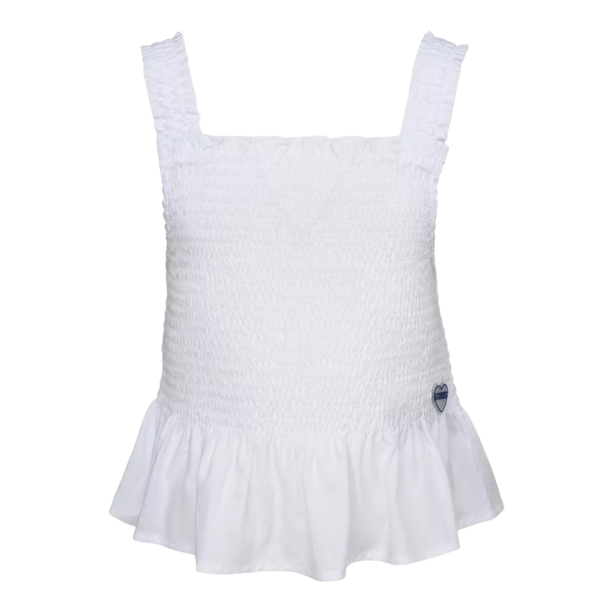 Guess Top Tinta Unita con Logo per Bambina J4GH11WG5S2 BIANCO GUESS 