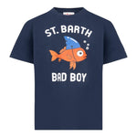 Saint Barth T.Shirt Girocollo Tinta Unita con Logo per Neonato TSH000100055 BLU SAINT BARTH 