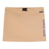 Palm Angels Gonna Tinta Unita Con Stampa Logo Beige Per Bambina