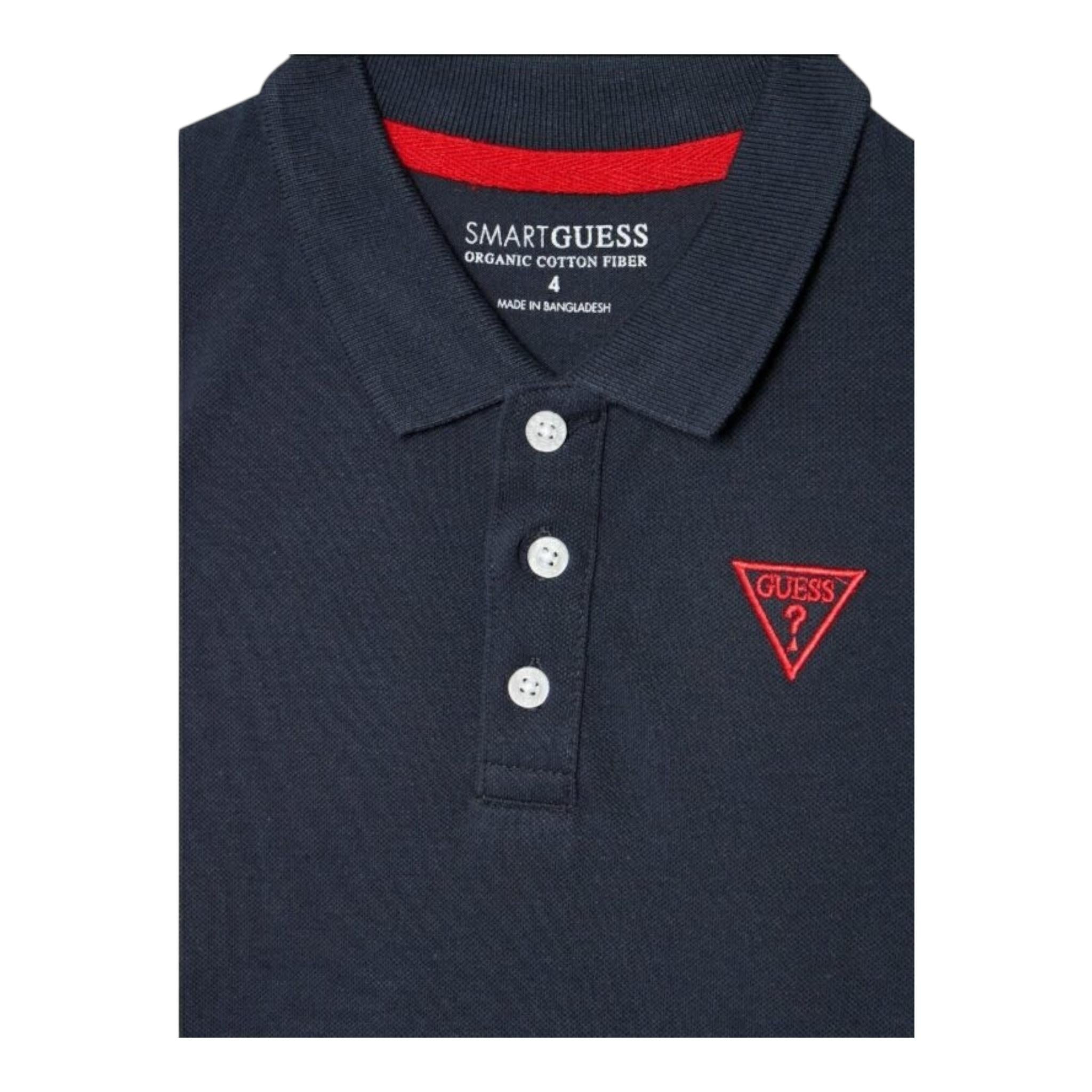 Guess Polo Mezza Manica Tinta Unita con Logo per Neonato I82P02K5DS0 BLU GUESS 