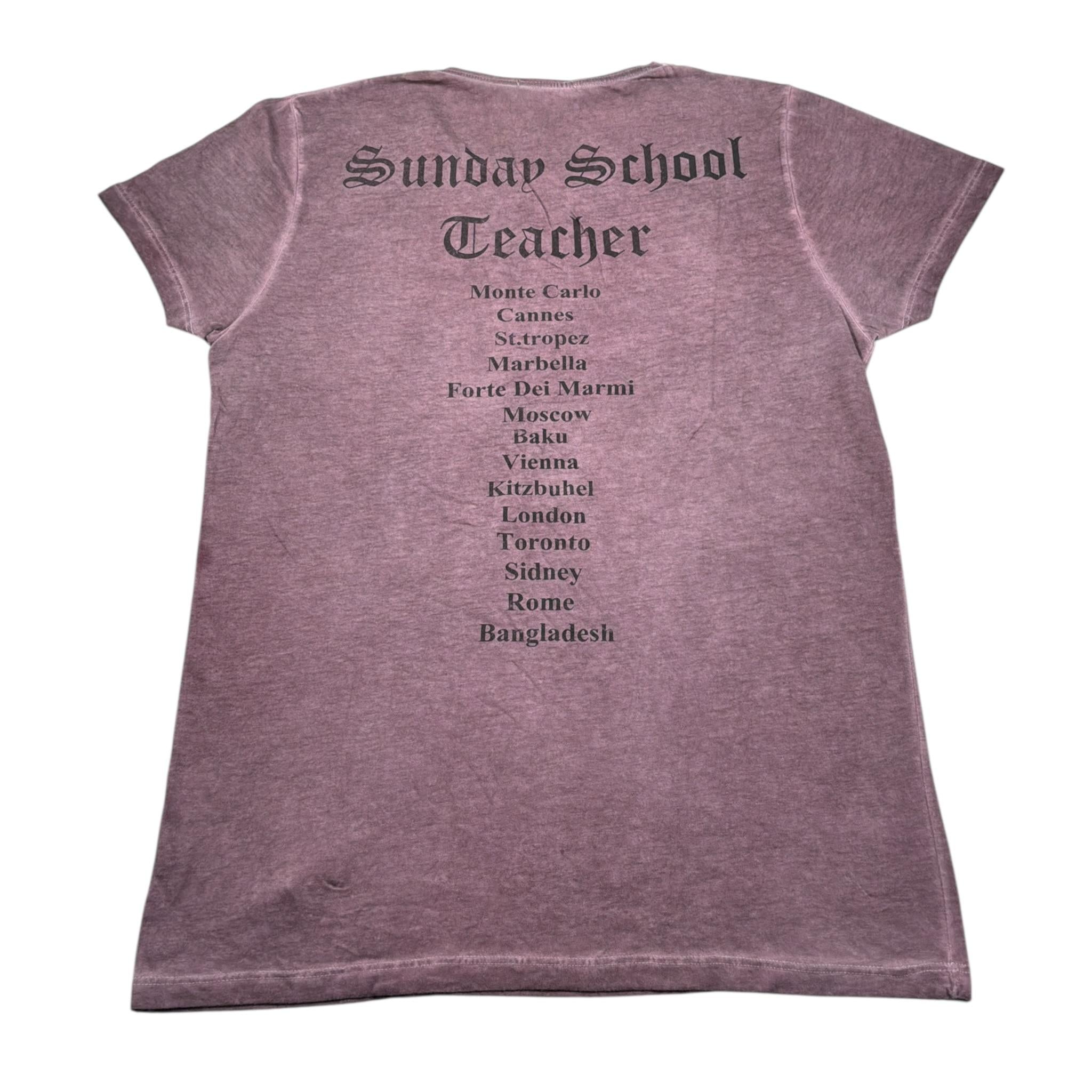 Sunday School Teacher T-Shirt Mezza Manica tinta unita con Stampe Rosa per Bambino TBS ROSA SUNDAY SCHOOL TEACHER 