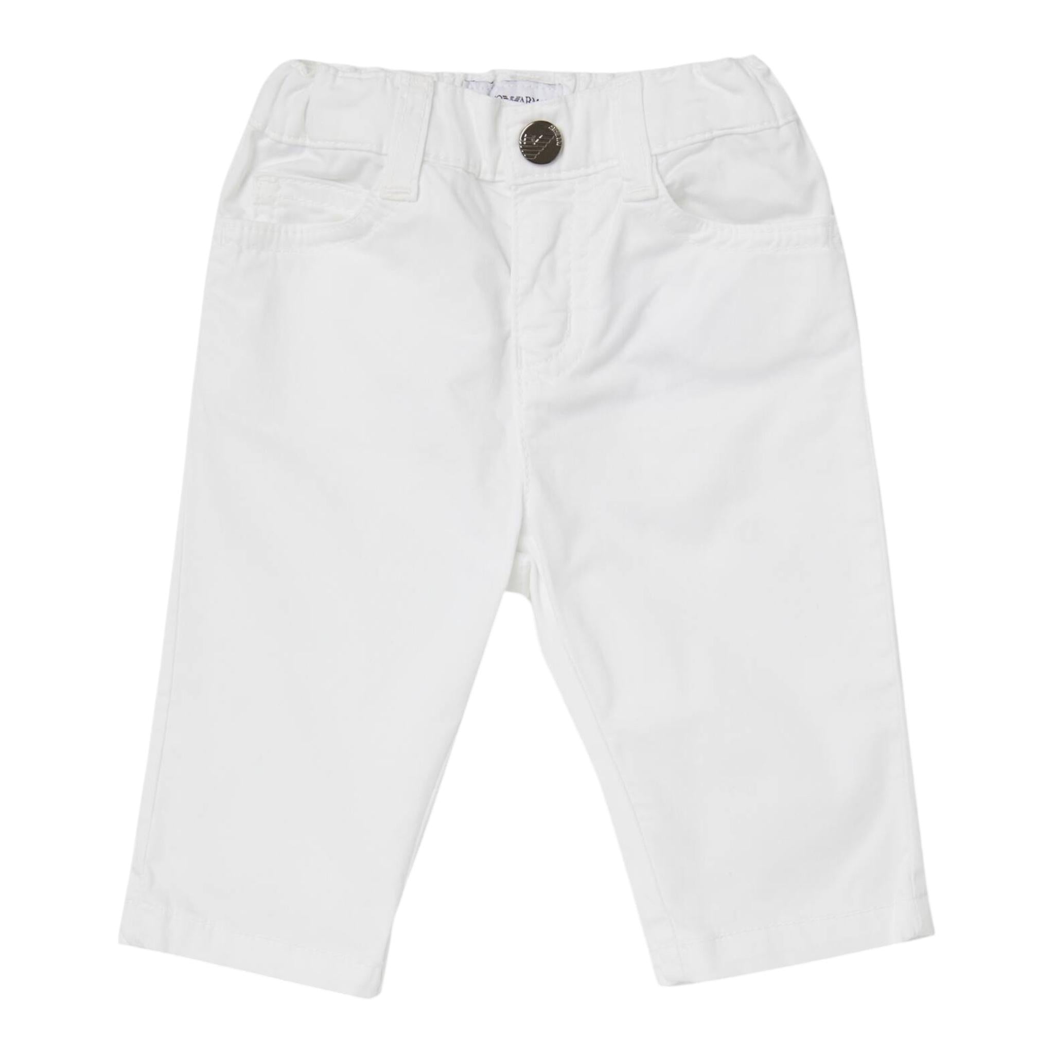 Emporio Armani Pantalone Tinta Unita con Elastico In Vita per Neonato 8NHJ02 BIANCO EMPORIO ARMANI 