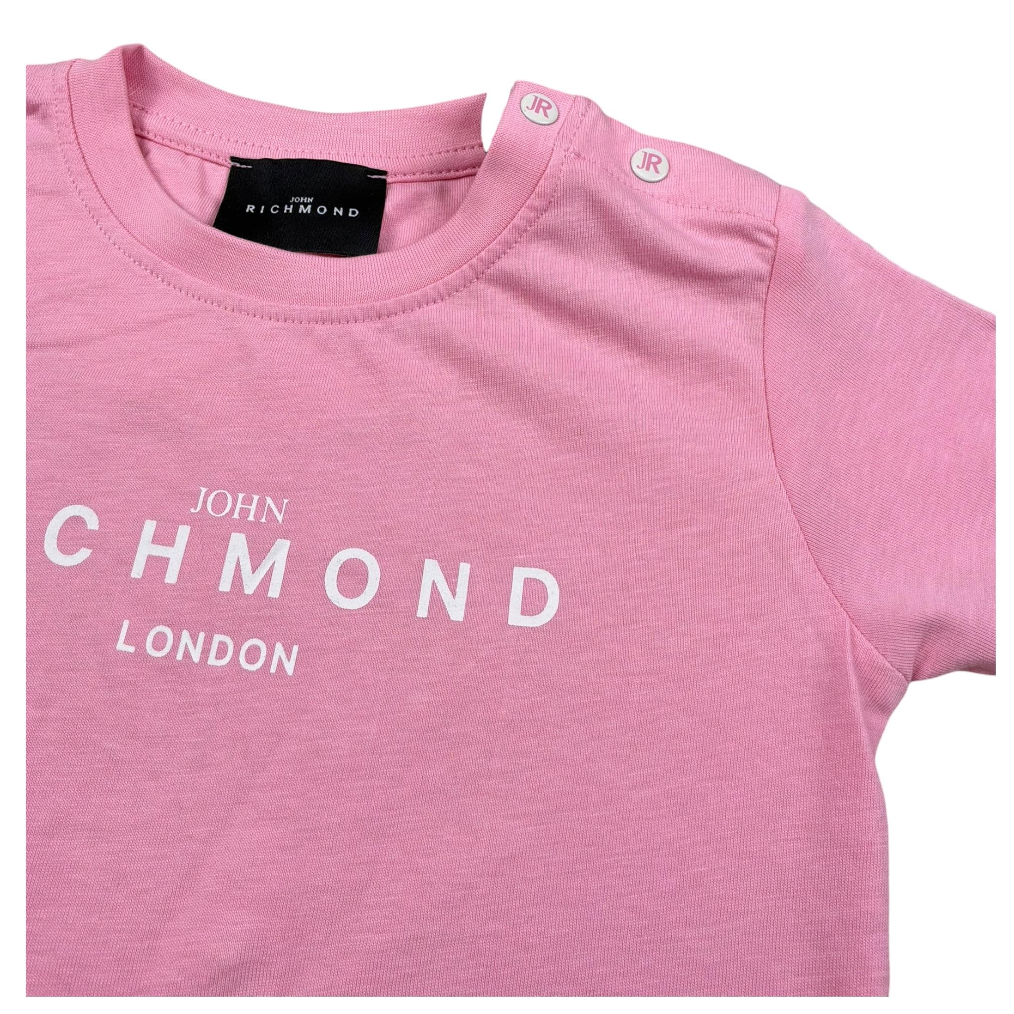 John Richmond T-Shirt Girocollo Tinta Unita con Stampa per Bambina RIP2500TSJ ROSA JOHN RICHMOND 
