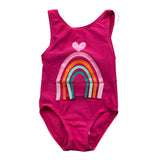 Agatha Ruiz Einteiliger Badeanzug, einfarbig, mit Fuchsia-Print für Babymädchen