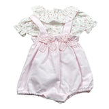 La Stupenderia Completo 2 Pezzi Bicolore Salopette-Camicia per Neonata TBCT588 BIANCO/ROSA LA STUPENDERIA 
