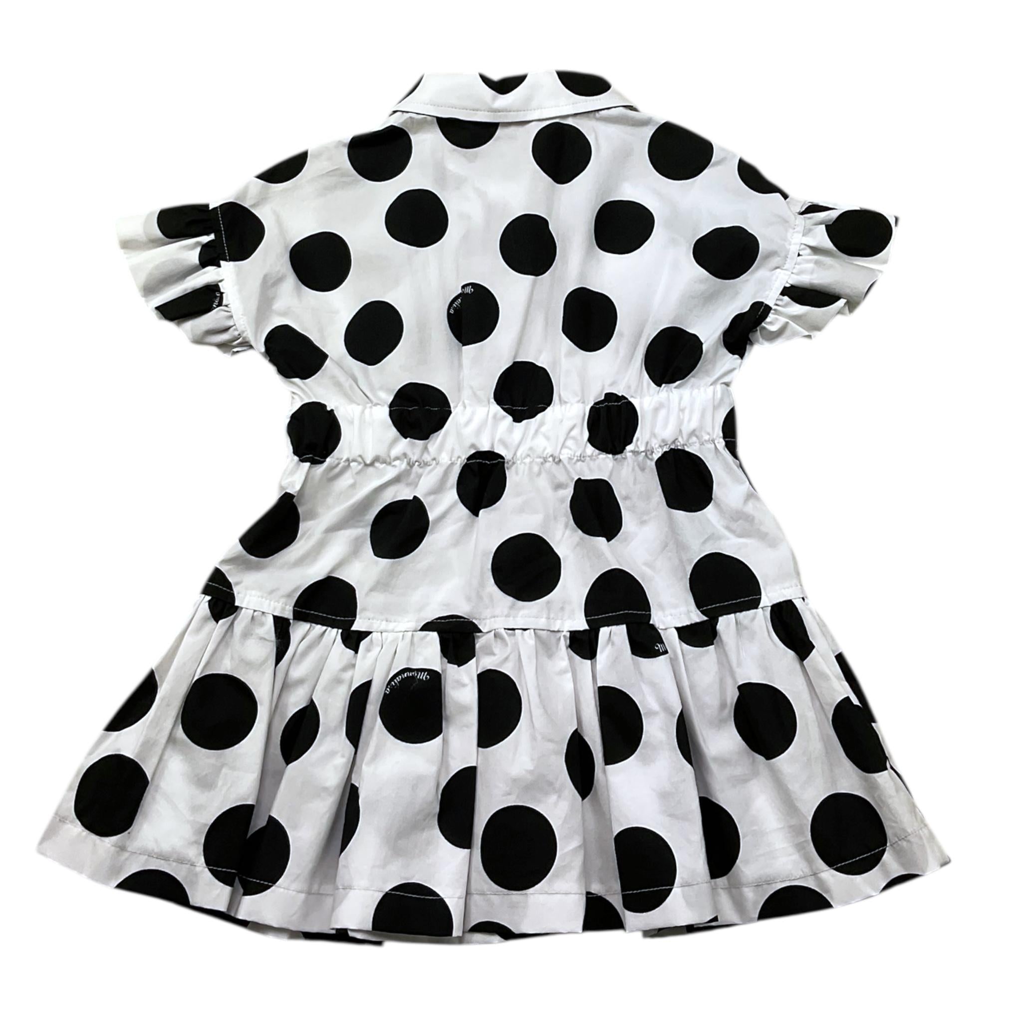 Monnalisa Abito Mezza Manica Tinta Unita con Stampa Pois per Bambina 11A910 BIANCO MONNALISA 