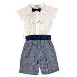 La Stupenderia Completo 3 Pezzi Camicia Body-Bermuda-Papillon Bianco/Blu Per Neonato