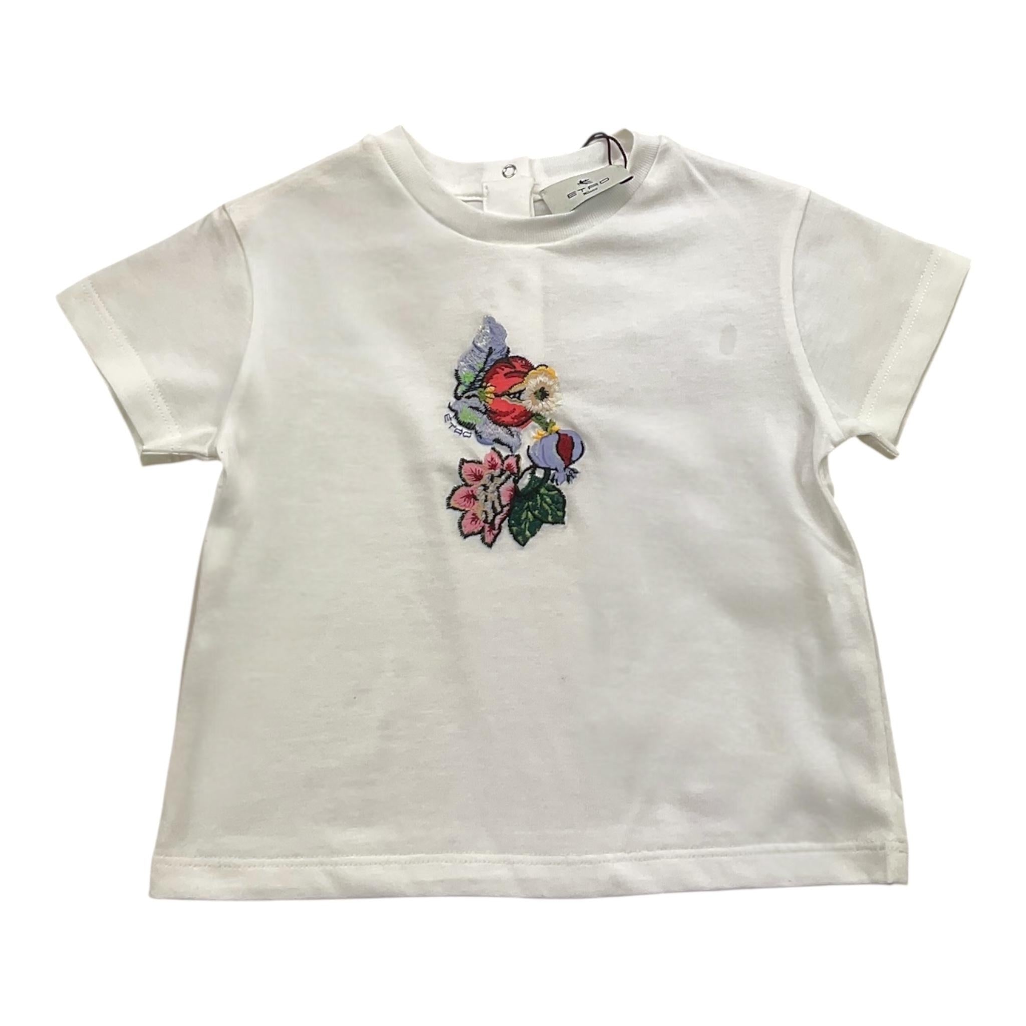Etro T-Shirt Tinta Unita Girocollo con Stampa per Neonata GU8021 BIANCO ETRO 