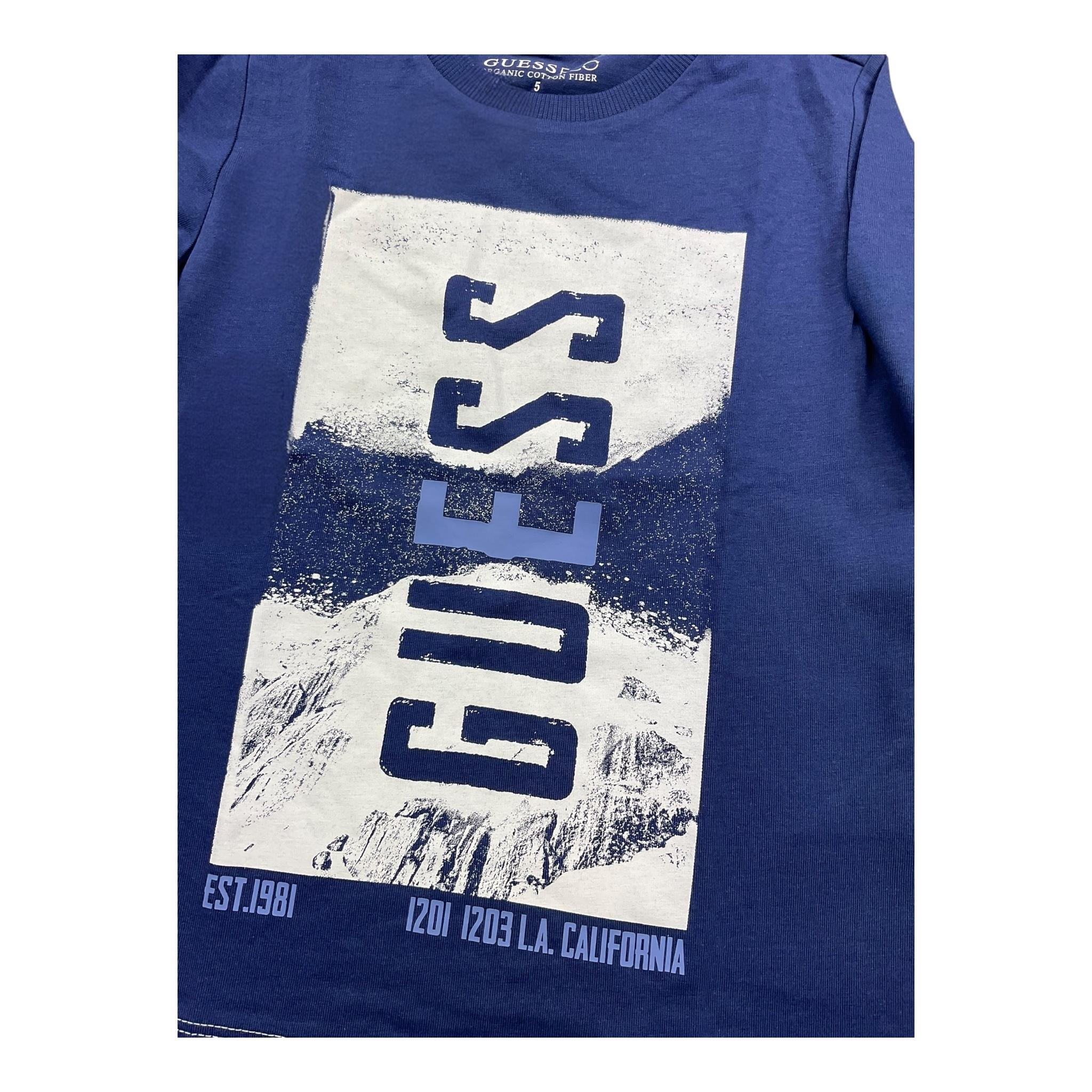 GUESS shirt girocollo tinta unita con stampa in contrasto Blu per Bambino N4BI14I3Z14 BLU GUESS 