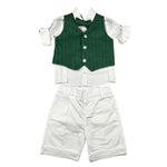 Never Too Completo 4 Pezzi Camicia-Bermuda-Gilet-Papillion per Bambino GM2237NJ VERDE NEVER TOO 