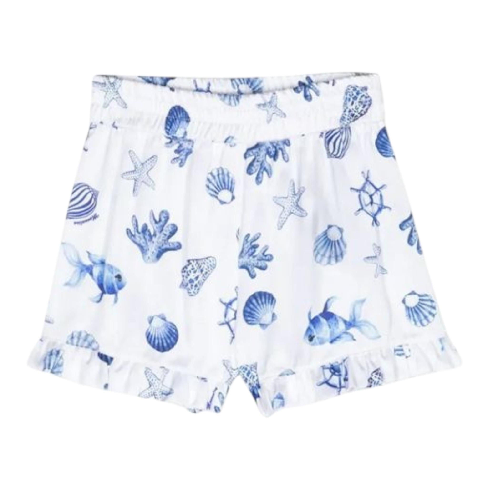 Monnalisa Short Tinta Unita con Fantasia per Bambina 11C413 BIANCO MONNALISA 