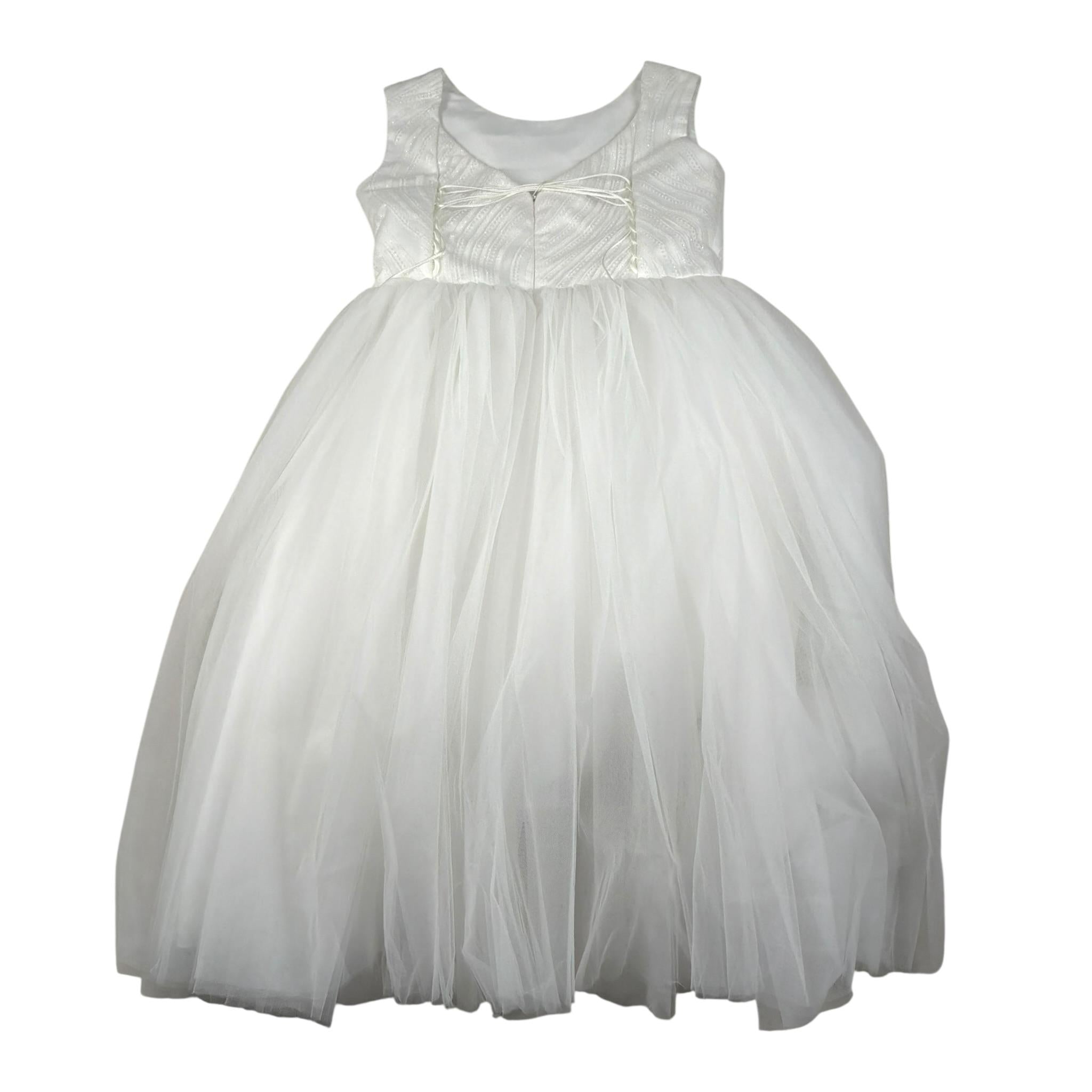 Les Gamins Abito Giromanica Tinta Unita con Tulle per Bambina 23101 BIANCO LES GAMINS 