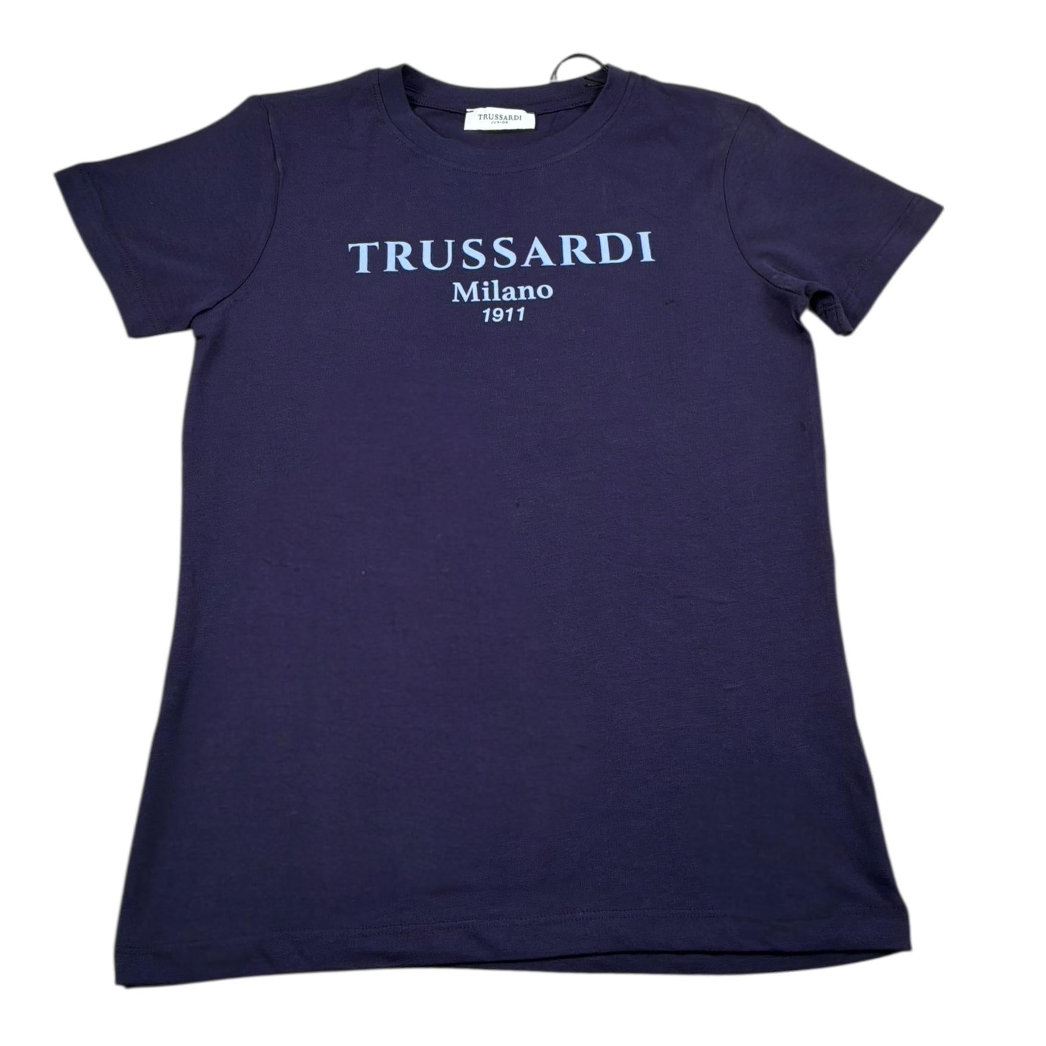 Trussardi T-Shirt Girocollo Tinta Unita con Stampa per Bambino TBP25003TS BLU TRUSSARDI 