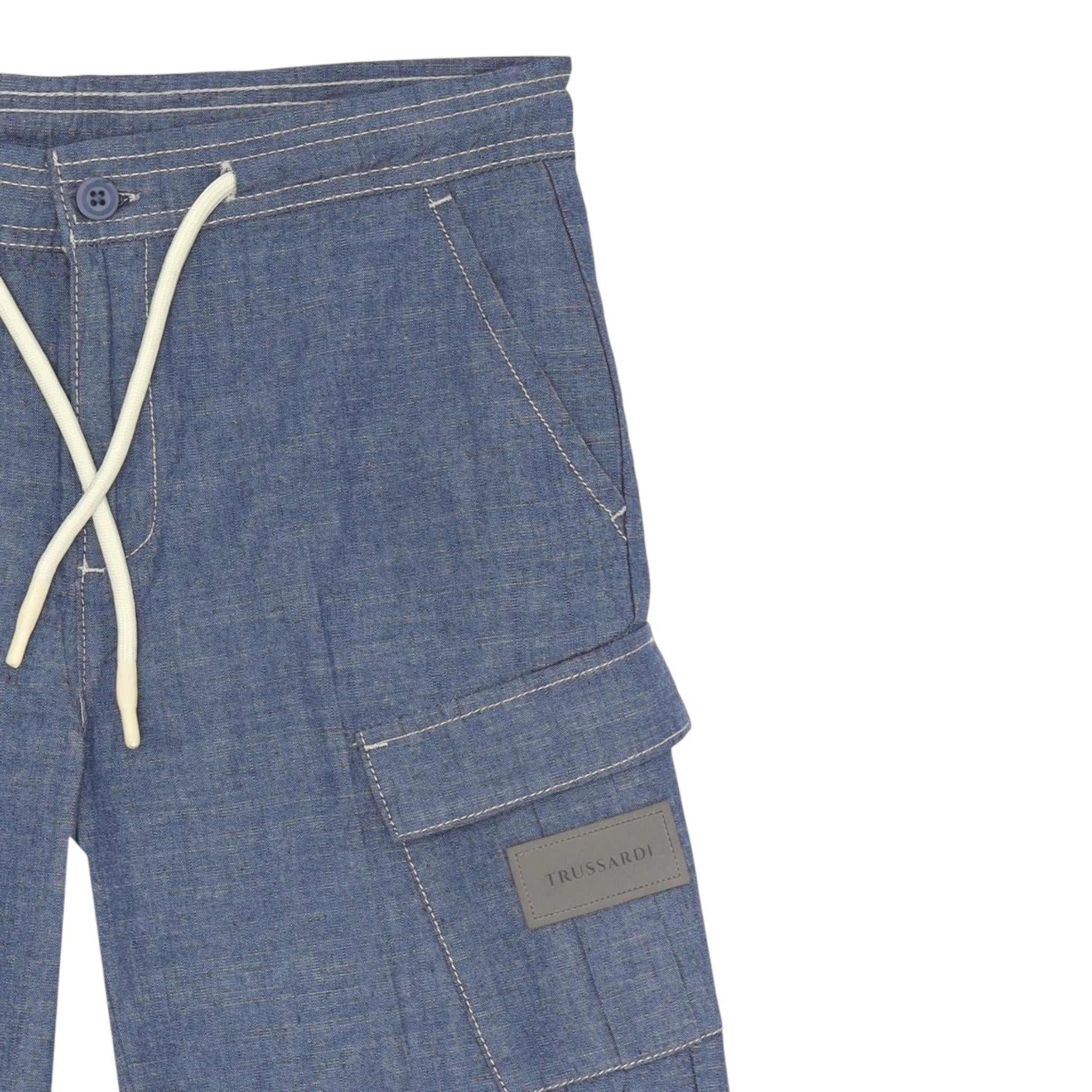 Trussardi Bermuda In Deim tinta unita Blu per Bambino TBP25160BEX BLU TRUSSARDI 