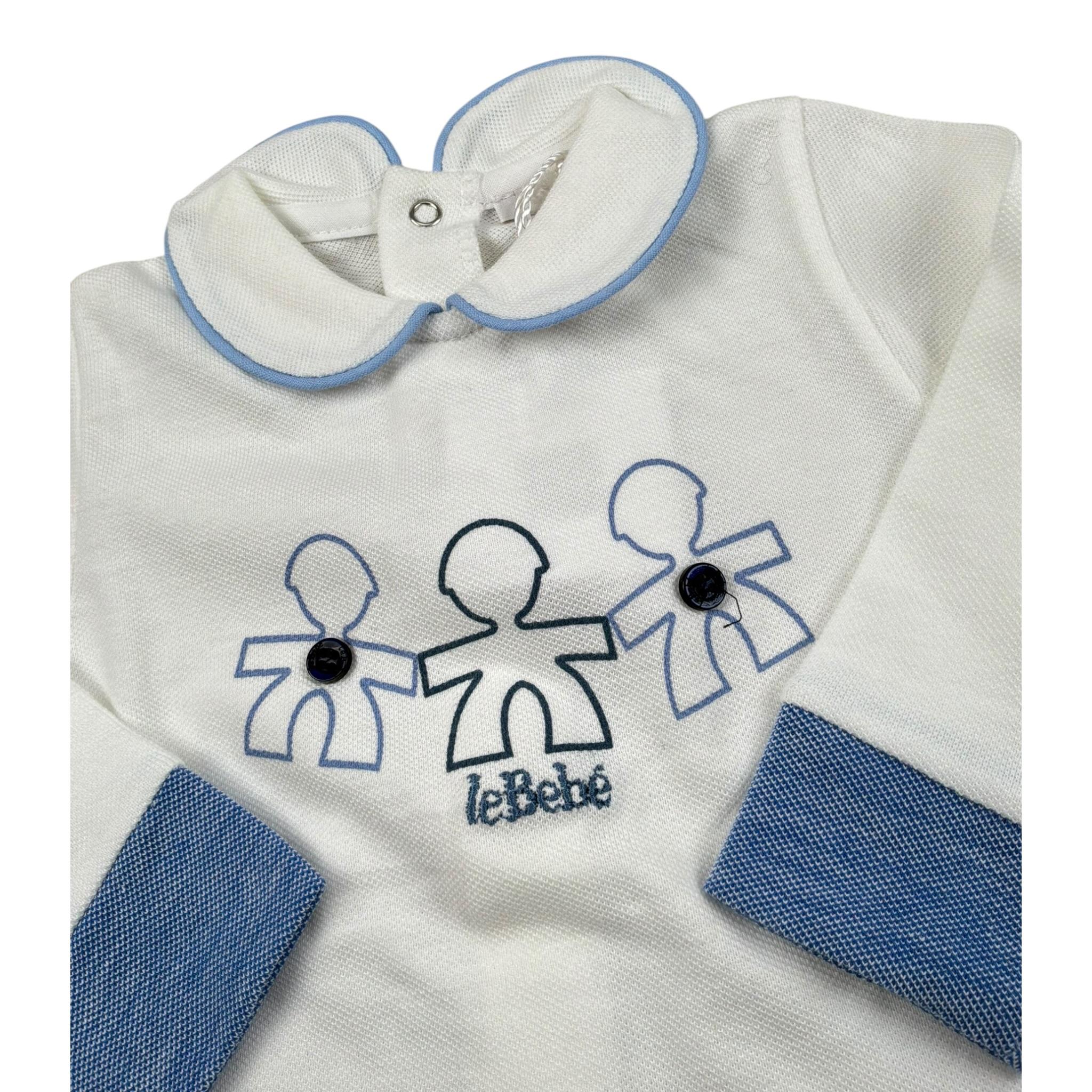 Le Bebe' Tutina Tinta Unita con Stampa per Neonato LBB1640 BIANCO LE BEBE' 